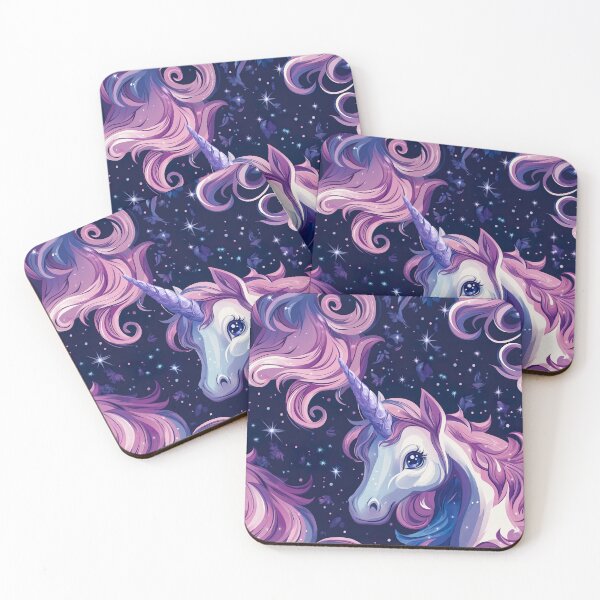 Item preview, Cute unicorn, picture book pattern, pink and purple colors, fantasy world, crystal horn. Seamless pattern designed and sold by Leylita Design.