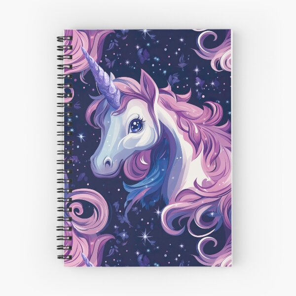 Item preview, Cute unicorn, picture book pattern, pink and purple colors, fantasy world, crystal horn. Seamless pattern designed and sold by Leylita Design.