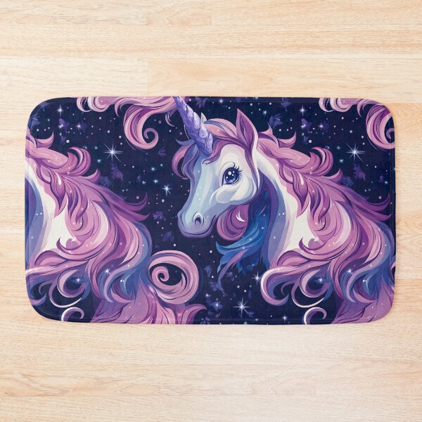 Item preview, Cute unicorn, picture book pattern, pink and purple colors, fantasy world, crystal horn. Seamless pattern designed and sold by Leylita Design.