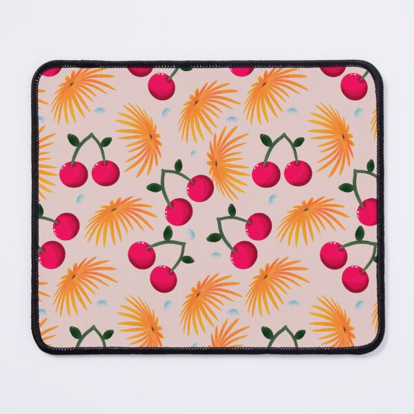 Item preview, Orange Floral Cherry Pattern | Cute Girly Fruit & Flower Aesthetic | Blue Accent Seamless Design | Summer Trend Print designed and sold by HopeAndHustle.