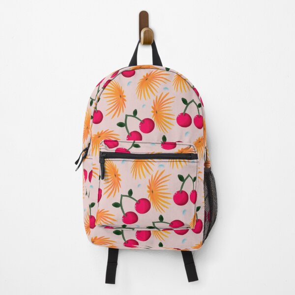 Item preview, Orange Floral Cherry Pattern | Cute Girly Fruit & Flower Aesthetic | Blue Accent Seamless Design | Summer Trend Print designed and sold by HopeAndHustle.