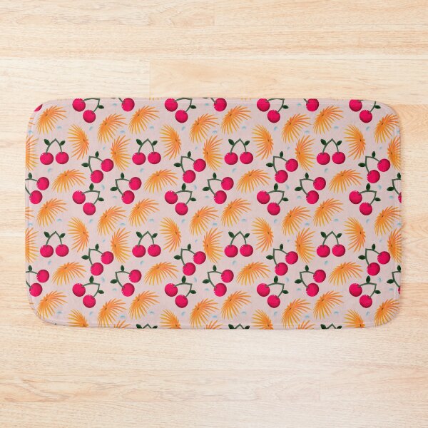 Item preview, Orange Floral Cherry Pattern | Cute Girly Fruit & Flower Aesthetic | Blue Accent Seamless Design | Summer Trend Print designed and sold by HopeAndHustle.