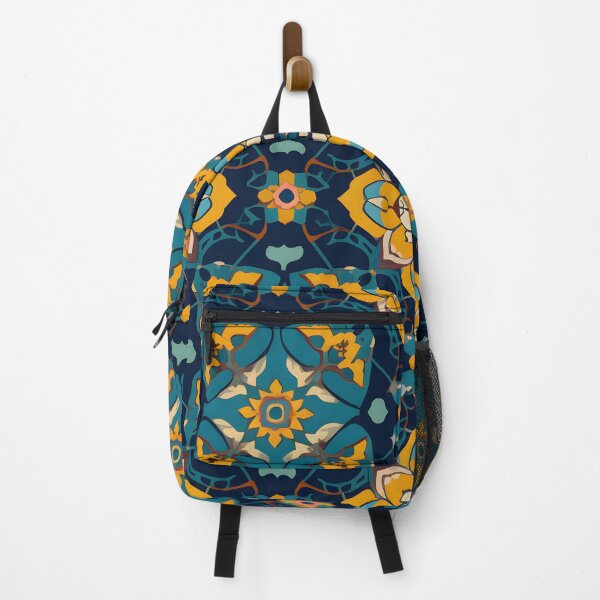 Item preview, Midnight Sun Mandala – Vibrant Floral Geometric Pattern in Teal and Gold designed and sold by Hashola Designs.