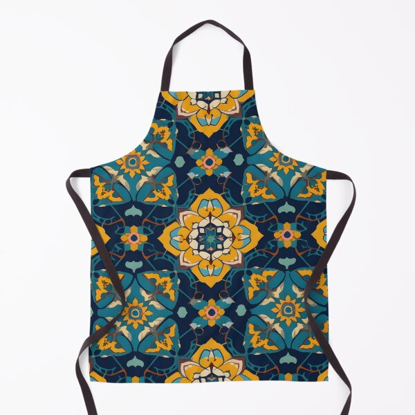 Item preview, Midnight Sun Mandala – Vibrant Floral Geometric Pattern in Teal and Gold designed and sold by Hashola Designs.