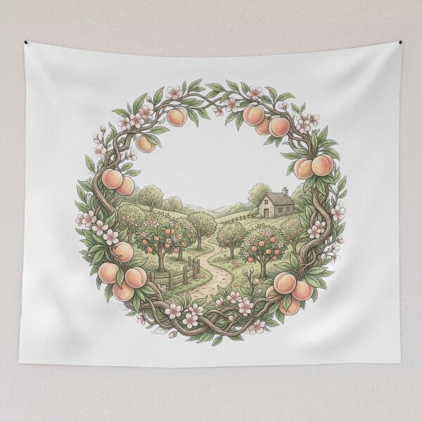 Item preview, Golden Peach Orchard & Country Cottage Path designed and sold by MoonSoul Studio.