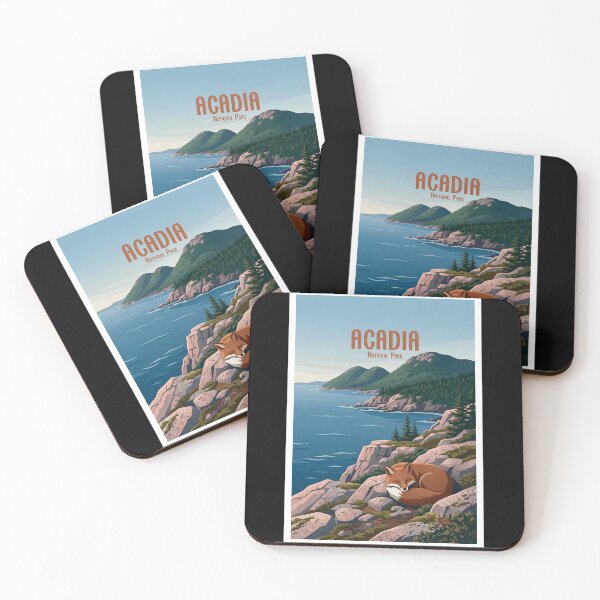Item preview, Acadia National Park Vintage Red Fox Poster designed and sold by NeuralVibe.