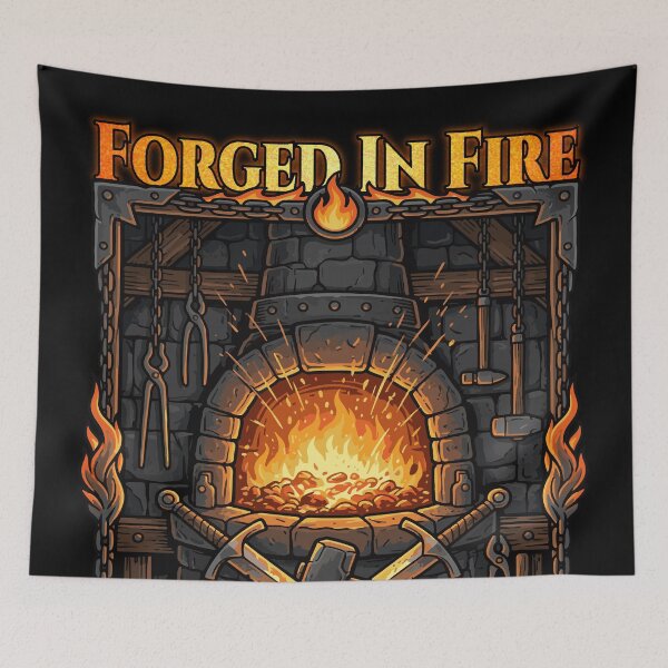 Item preview, Epic Forged in Fire Blacksmith Anvil and Swords Fantasy Art designed and sold by AmazingEG.