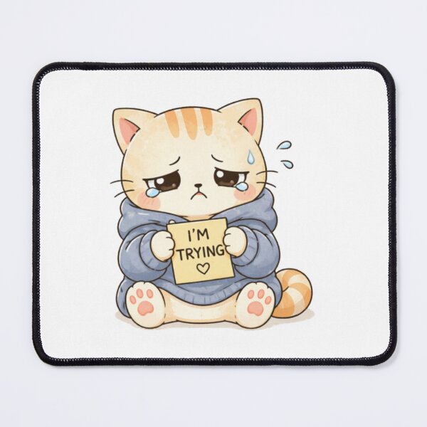 Item preview, I’m Trying Cat | Cute Kawaii Aesthetic | Emotional Mental Health Design designed and sold by The Mood Index.