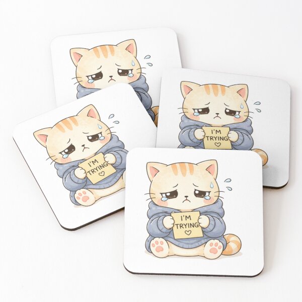 Item preview, I’m Trying Cat | Cute Kawaii Aesthetic | Emotional Mental Health Design designed and sold by The Mood Index.