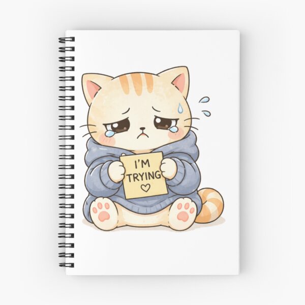 Item preview, I’m Trying Cat | Cute Kawaii Aesthetic | Emotional Mental Health Design designed and sold by The Mood Index.