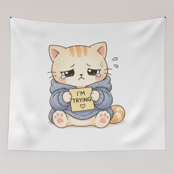 Item preview, I’m Trying Cat | Cute Kawaii Aesthetic | Emotional Mental Health Design designed and sold by The Mood Index.