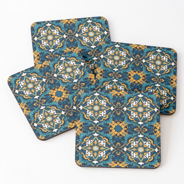 Item preview, Royal Mosaic Bloom – Ornate Blue and Gold Floral Tile Pattern designed and sold by Hashola Designs.