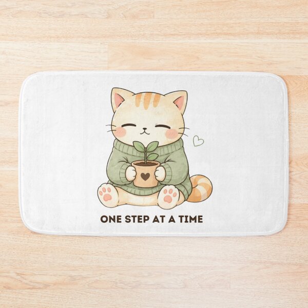 Item preview, One Step at a Time Cat | Cute Kawaii Aesthetic | Motivational Healing Design designed and sold by The Mood Index.