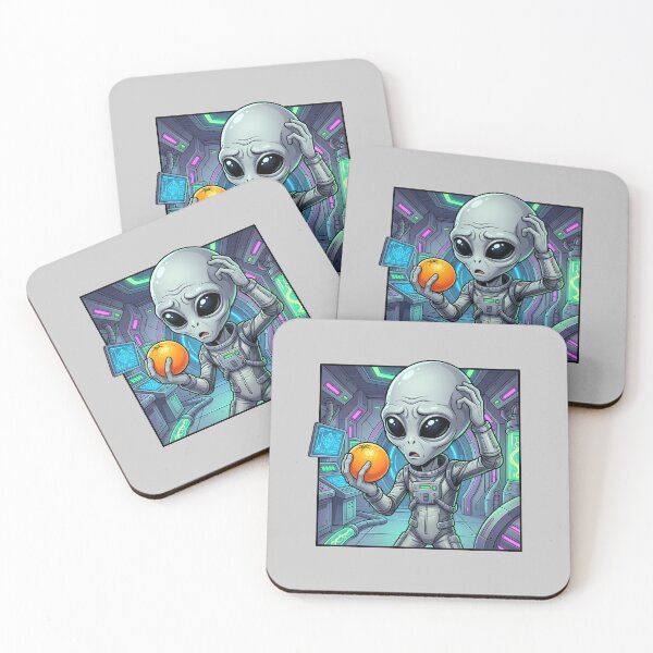 Item preview, Confused Grey Alien Holding An Orange designed and sold by Sunkhung.