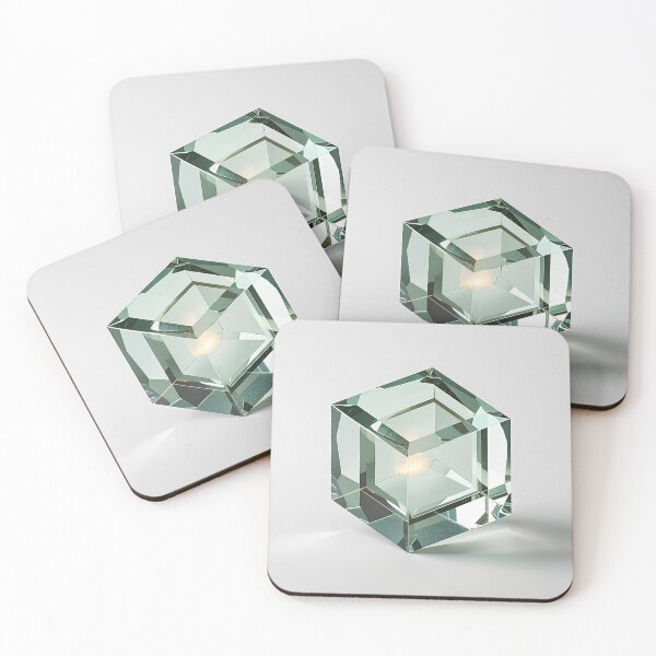Item preview, Isolated Glass Cube with Precise Emerald Cut Facets and Internal Glowing Light designed and sold by Art-Ulas.