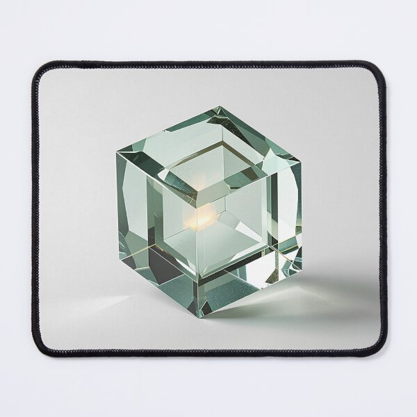 Item preview, Isolated Glass Cube with Precise Emerald Cut Facets and Internal Glowing Light designed and sold by Art-Ulas.