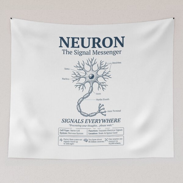 Item preview, Neuron Biology Diagram Nervous System Brain Cell designed and sold by FreshVibe Prints.