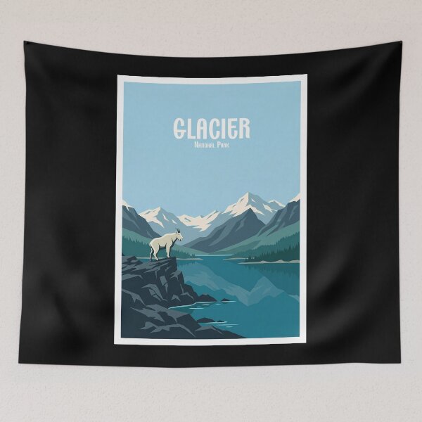 Item preview, Glacier National Park Vintage Mountain Goat designed and sold by NeuralVibe.