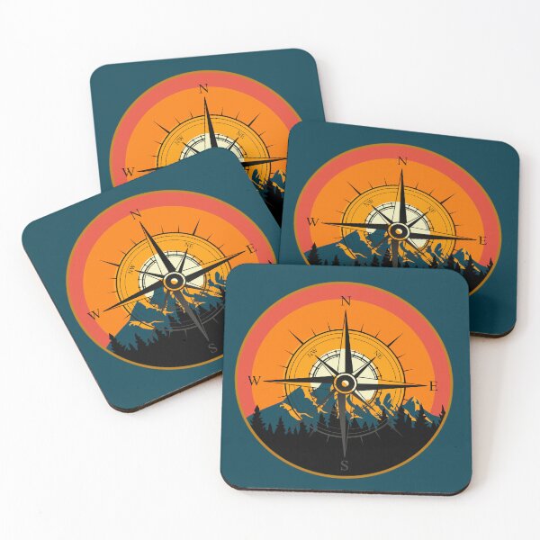 Item preview, Mountain Forest Orange Sunset Compass Design designed and sold by Vileprint.
