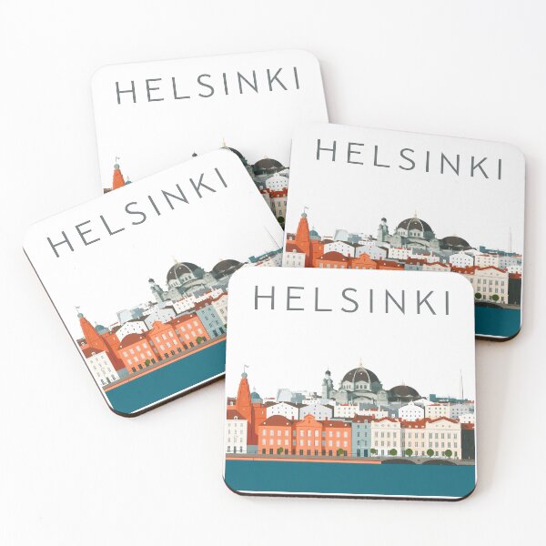 Item preview, Helsinki Finland – Retro City Skyline Travel Poster with Cathedral and Harbor designed and sold by OzzFrequency.