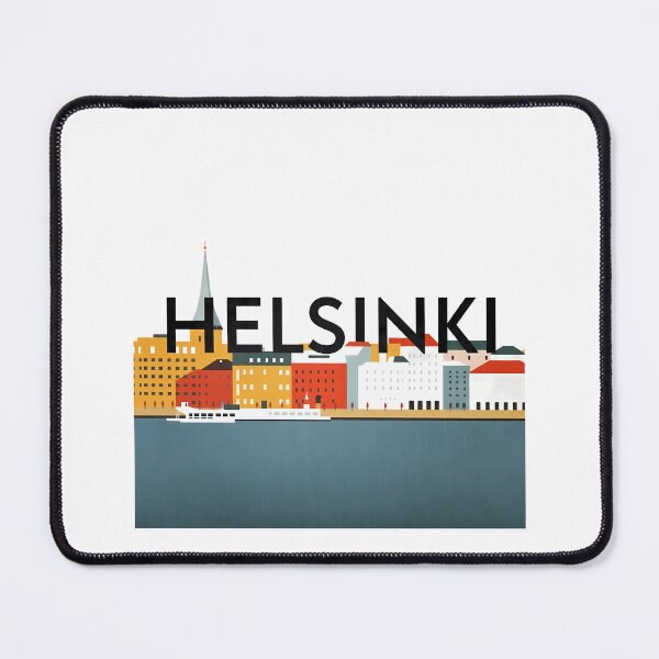 Item preview, Helsinki Finland – Retro City Skyline Travel Poster with Cathedral and Harbor designed and sold by OzzFrequency.
