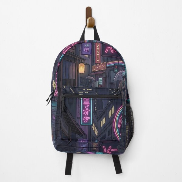 Item preview, Neon Flamingo Bar Cyberpunk Japan Rainy Street Retro Aesthetic designed and sold by UltimateJapan.