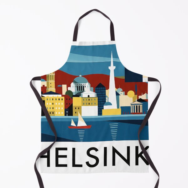 Item preview, Helsinki Finland – Retro City Skyline Travel Poster with Cathedral and Harbor designed and sold by OzzFrequency.