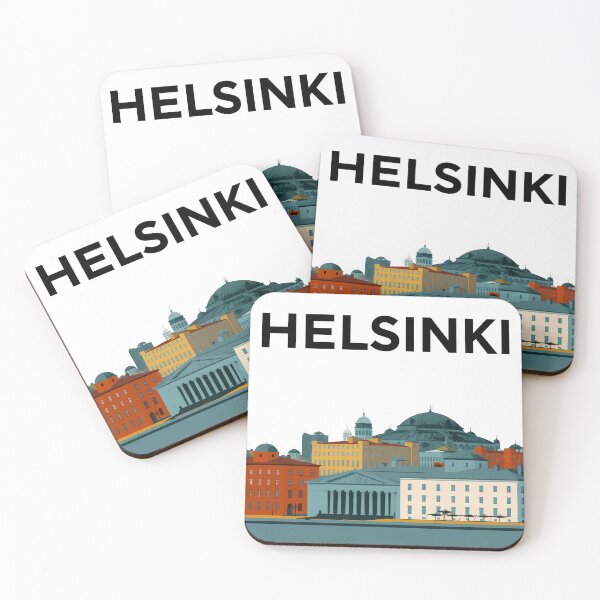 Item preview, Helsinki Finland – Retro City Skyline Travel Poster with Cathedral and Harbor designed and sold by OzzFrequency.