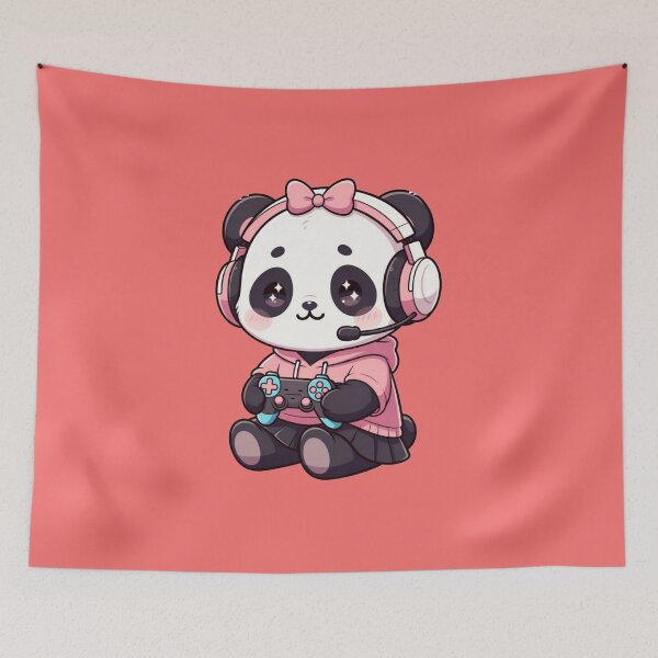Aperçu de l'œuvre Panda Gamer Girl Joueuse de jeux vidéo Mignonne créée et vendue par GrumpySableye.