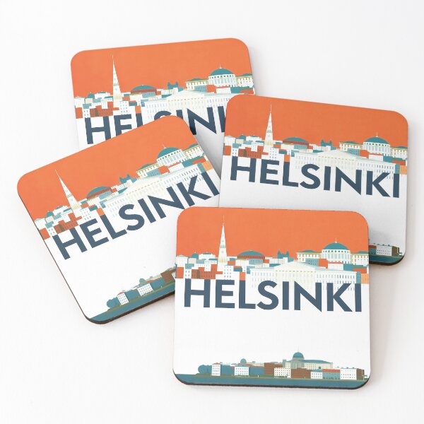 Item preview, Copy of Helsinki Finland – Retro City Skyline Travel Poster with Cathedral and Harbor designed and sold by OzzFrequency.