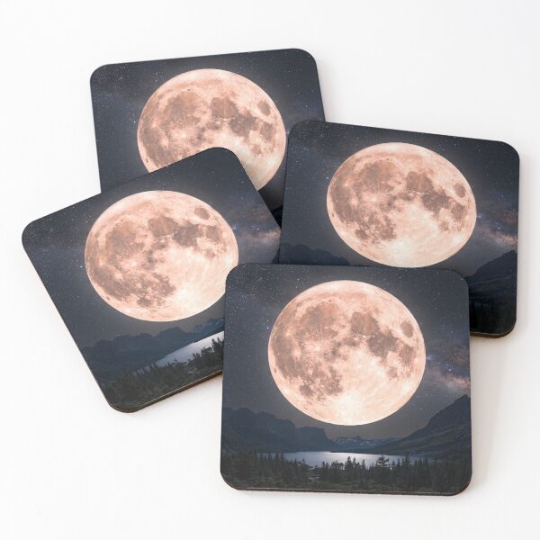 Item preview, Pink full moon in the night sky. designed and sold by Malisa345.