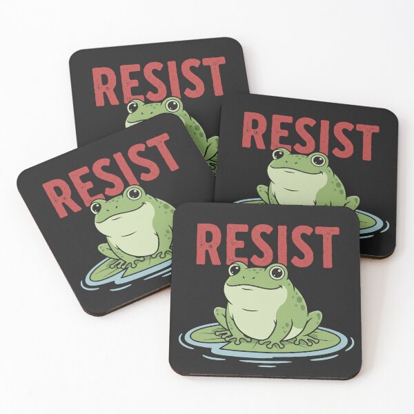Item preview, Resist Cute Green Frog on Lily Pad designed and sold by Owcomm.