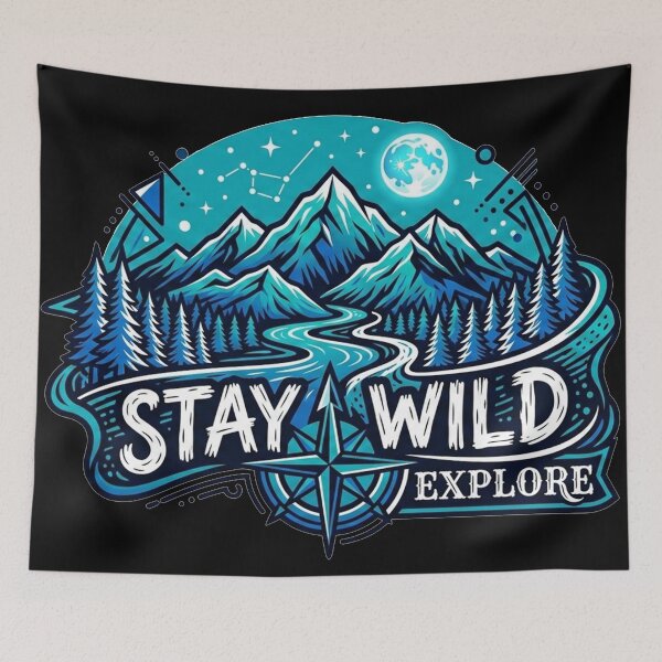 Item preview, Stay Wild Explore Mountain Compass Nature Adventure designed and sold by Owcomm.