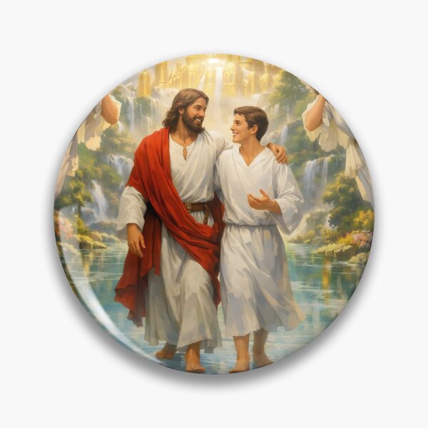 Item preview, Jesus Walking with Believer in Heaven | Revelation Inspired Art | White Robes Saints | Crystal Sea New Jerusalem | Christian Eternal Life Artwork designed and sold by stylishdzign.