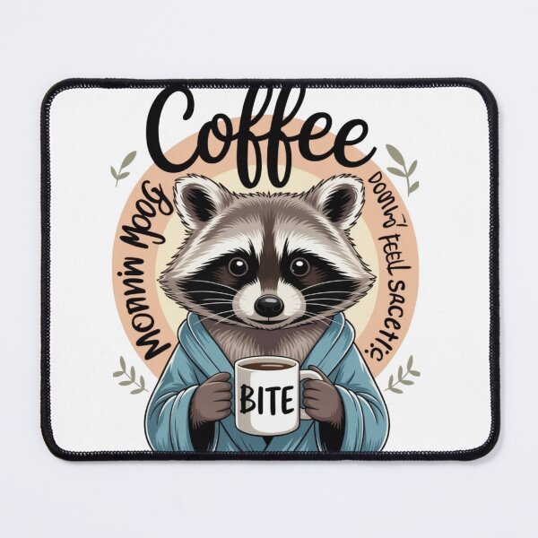 Item preview, Funny Grumpy Raccoon Coffee Bite Mug Morning Mood designed and sold by Small Mandarin.