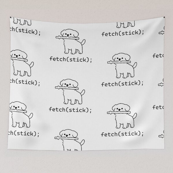 Item preview, Fetch Stick Funny Programmer Dog Art Print designed and sold by Code  Monkeys.