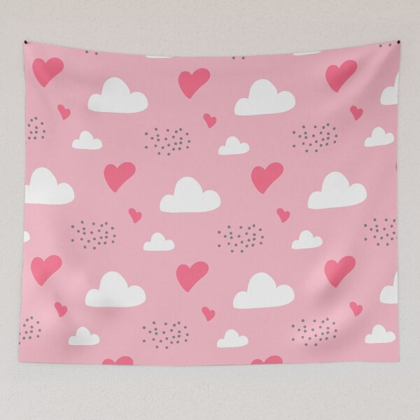 Item preview, Pastel Pink Hearts & Clouds Pattern – Cute Coquette Aesthetic, Soft Girl Dreamy Sky Design, Kawaii Love Illustration designed and sold by trendieprints.