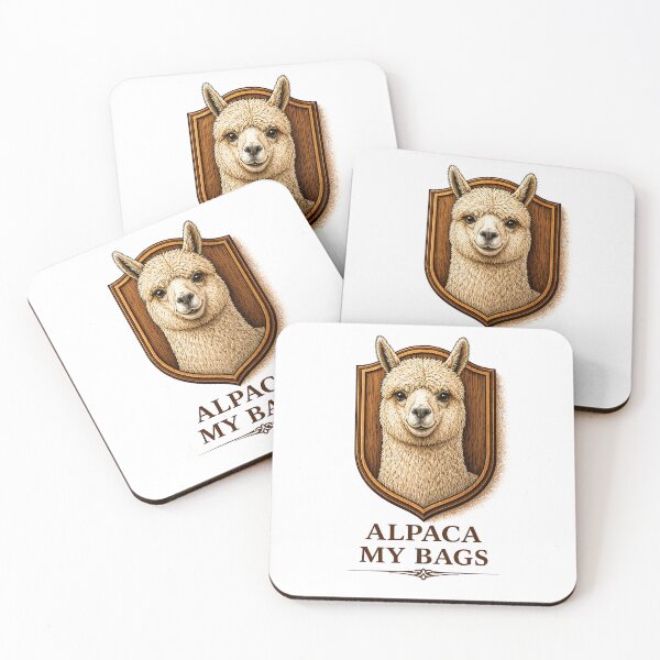 Item preview, Alpaca My Bags – Vintage Taxidermy Alpaca Pun Illustration designed and sold by Grand Illusions.