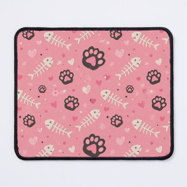 Item preview, Cute Cat Paw And Fish Bone Pattern Pink Aesthetic Seamless Design designed and sold by IconicDesignsXd.