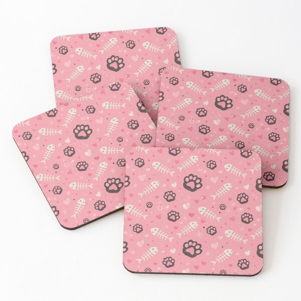 Item preview, Cute Cat Paw And Fish Bone Pattern Pink Aesthetic Seamless Design designed and sold by IconicDesignsXd.