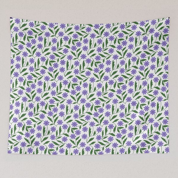 Aperçu de l'œuvre Joli motif floral violet sans raccord sur fond blanc créée et vendue par SeamlessDsign.