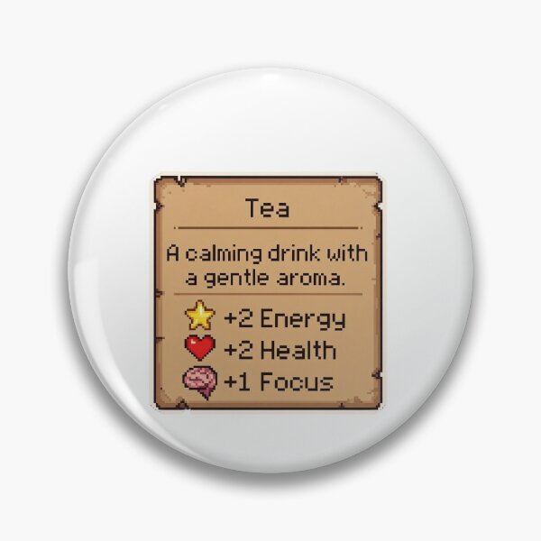 Item preview, Tea A Calming Drink With A Gentle Aroma +2 Energy +2 Health +1 Focus RPG Stats Gamer Tea Lover designed and sold by GrumpySableye.