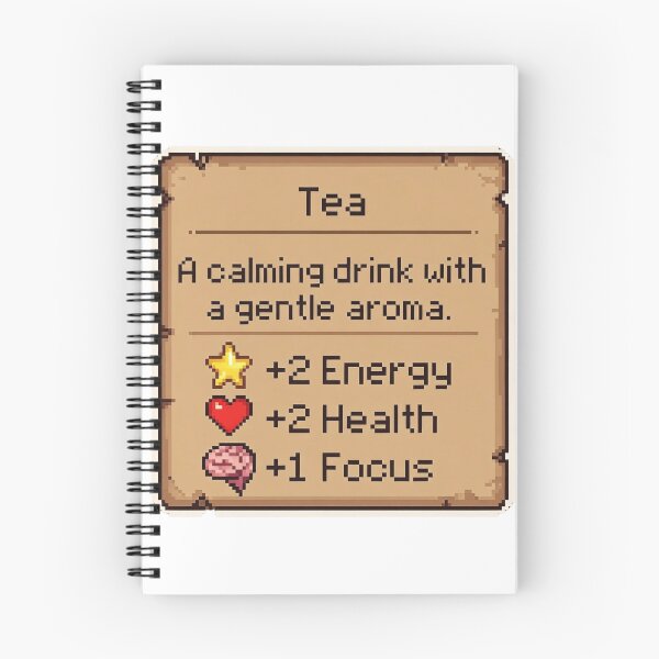 Item preview, Tea A Calming Drink With A Gentle Aroma +2 Energy +2 Health +1 Focus RPG Stats Gamer Tea Lover designed and sold by GrumpySableye.