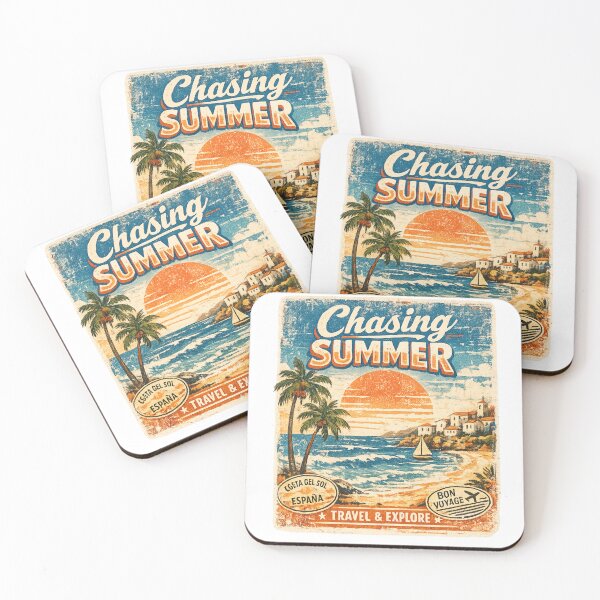 Item preview, Chasing Summer Vintage Travel Poster T-Shirt, Retro Beach Sunset Graphic, Mediterranean Holiday Aesthetic, Palm Tree Vacation Art designed and sold by Final Whistle Art.