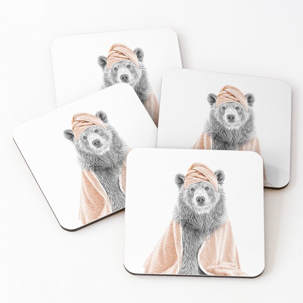 Item preview, Relaxed Grizzly Bear in Orange Bathrobe and Turban designed and sold by PLisasPets.