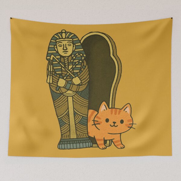 Item preview, Cat Hiding in Sarcophagus - Funny Egyptian Cat Art cartoon designed and sold by MythoWorldddd.