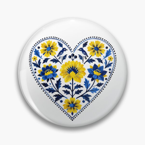 Item preview, Stand with Ukraine Traditional Petrykivka Heart Painting  designed and sold by Artycom.
