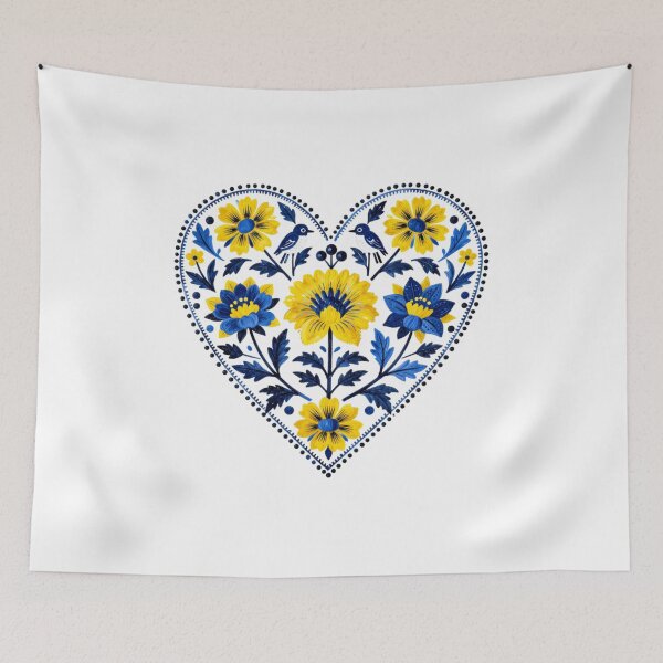 Item preview, Stand with Ukraine Traditional Petrykivka Heart Painting  designed and sold by Artycom.