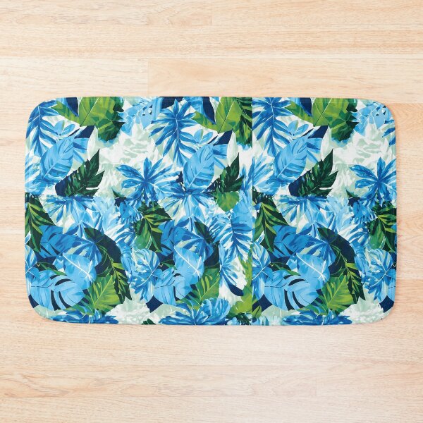 Item preview, Tropical Blue Leaves Seamless Summer Pattern designed and sold by blackBubble1.