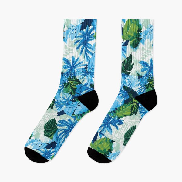 Item preview, Tropical Blue Leaves Seamless Summer Pattern designed and sold by blackBubble1.